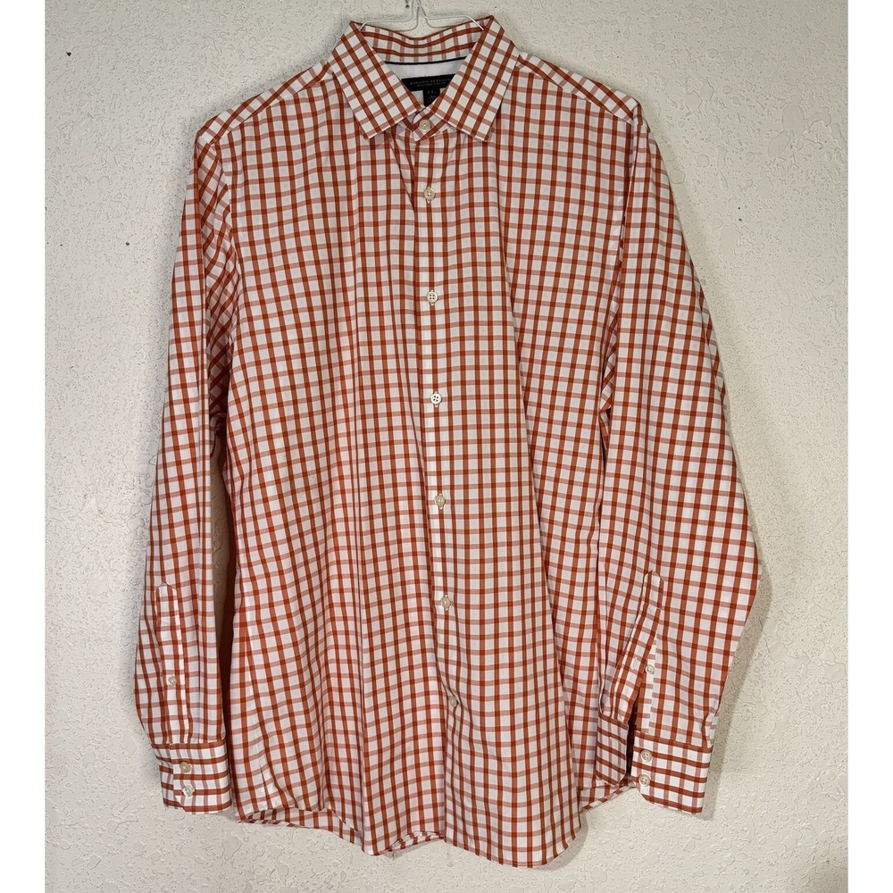 Banana Republic Men Red Plaid Button Long Sleeve Dress Shirt L Graphic Check